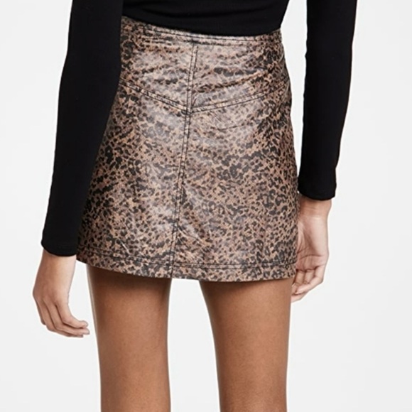 NWT Free People Faux Leather Animal Print Skirt Brand New - Picture 2 of 4
